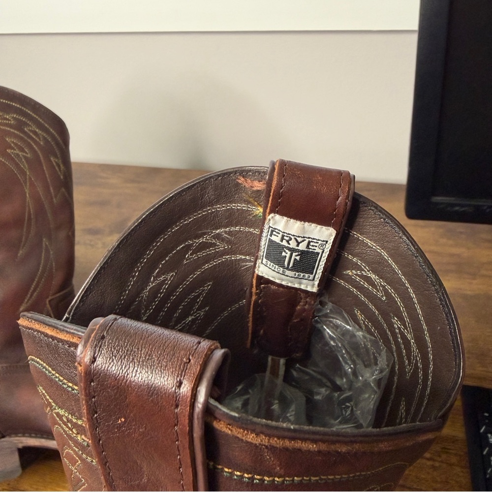 Women’s Frye Billy Pull On Leather Cowgirl Boots Brown Size 9 - Picture 10 of 10